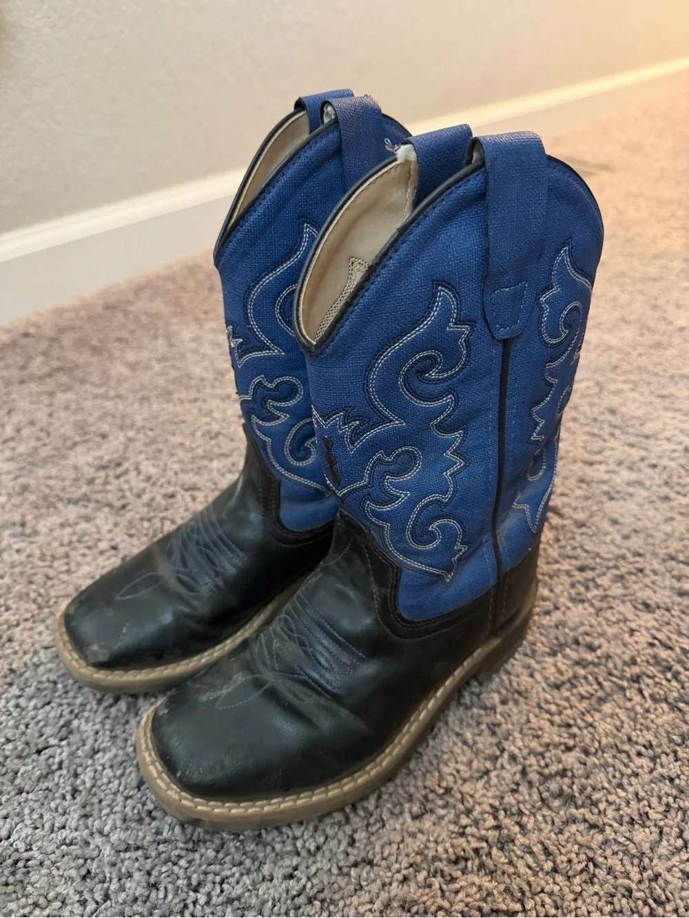Old West Black and Blue Kids Western Boots